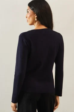 Button V Neck Jumper