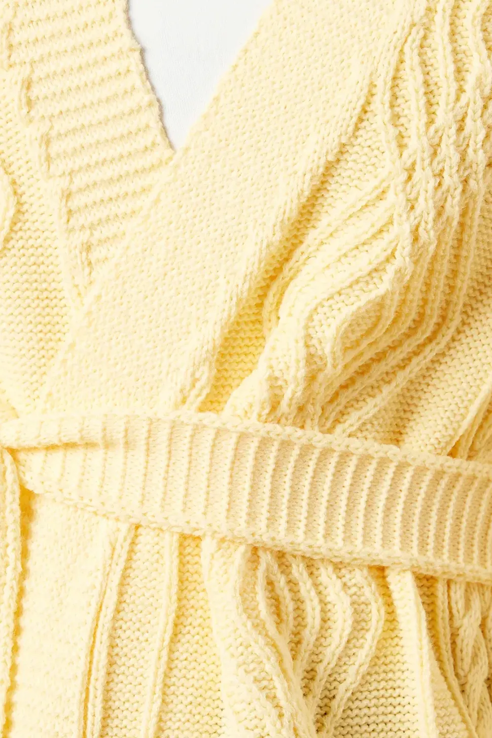 Cable Knit Belted Edge To Edge Cardigan