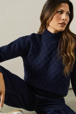 Cable Knit High Neck Jumper