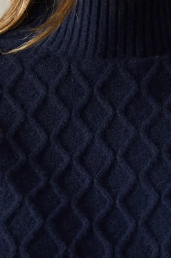 Cable Knit High Neck Jumper