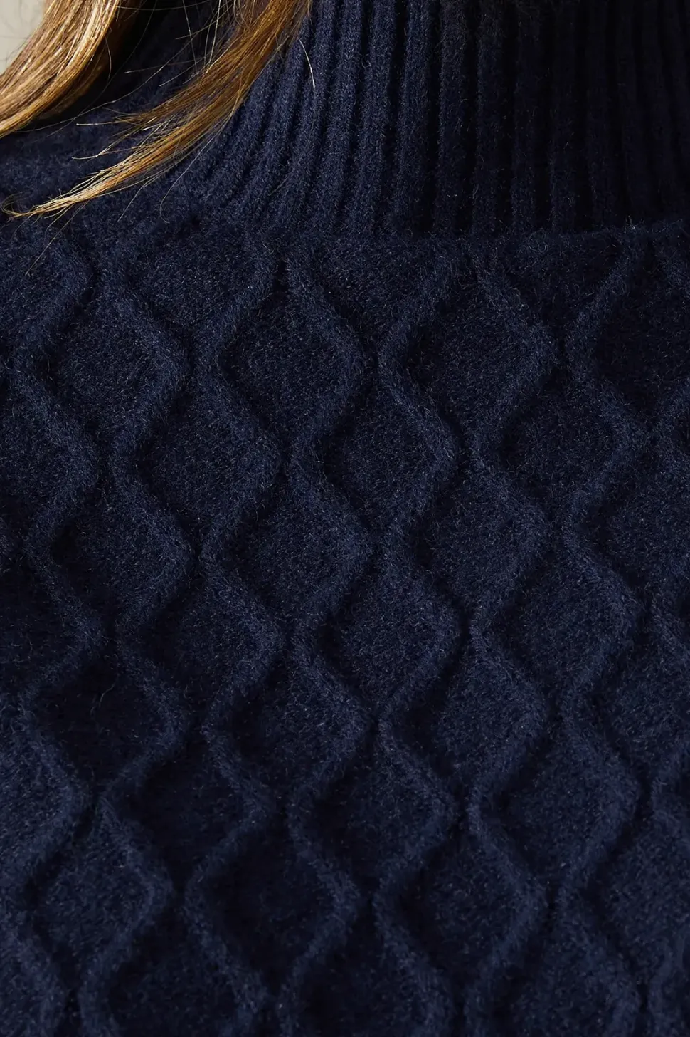 Cable Knit High Neck Jumper