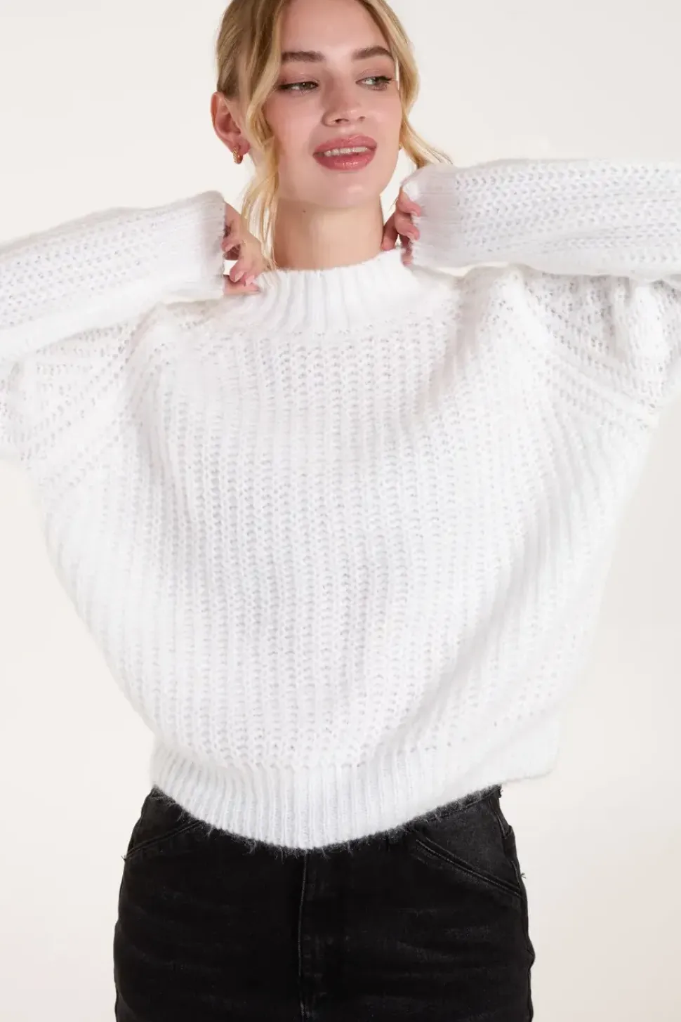 Cable Knit High Neck Jumper