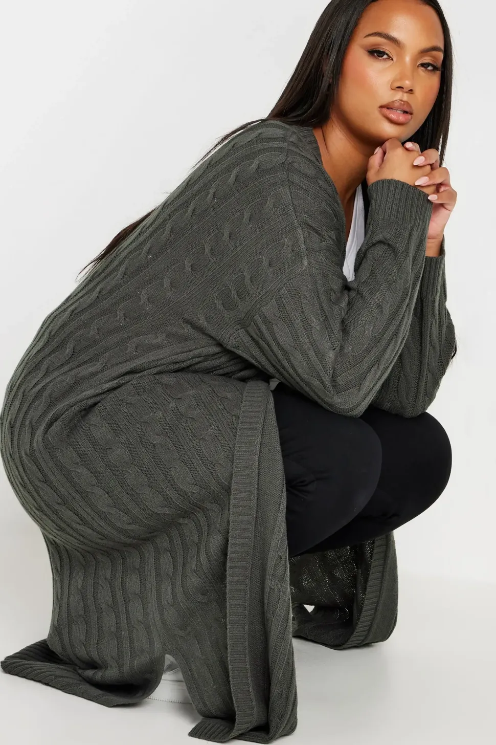 Cable Knit Maxi Cardigan