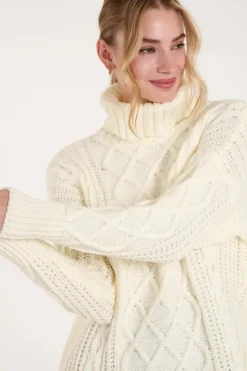 Cable Knit Roll Neck Jumper Dress