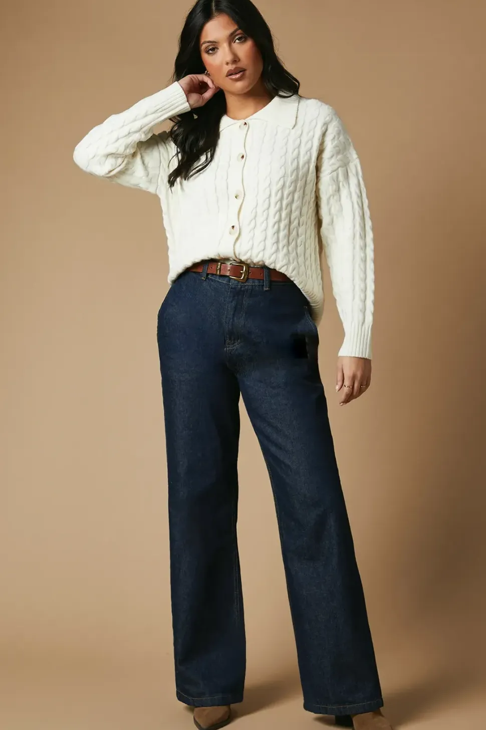 Cable Knitted Collared Cardigan