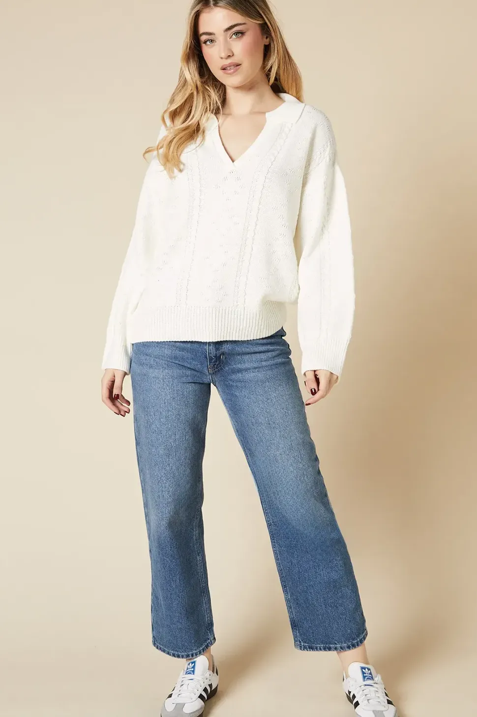 Cable Knitted Collared Jumper