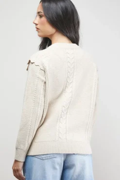 Cable Knitted Crochet Trim Detail Jumper