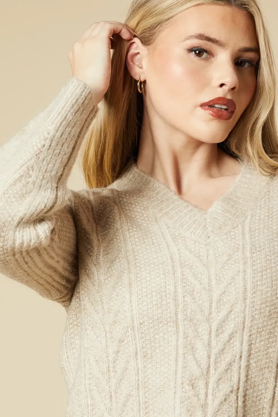 Cable V Neck Jumper
