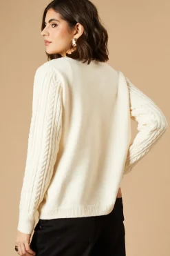Cable Wrap Front Crew Neck Jumper