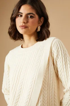 Cable Wrap Front Crew Neck Jumper