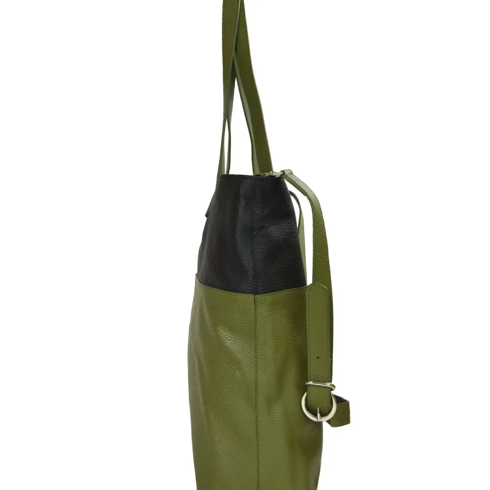 Camel Brown Colour Block Medium Leather Tote Shoulder Bag