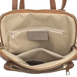 Camel Soft Pebbled Leather Pocket Backpack | BYEYL