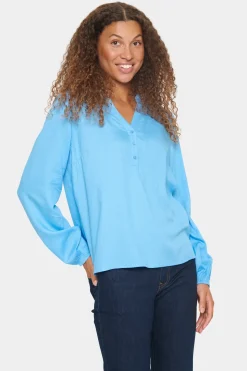 CampanulaSZ V-notch Neck Buttons Blouse-