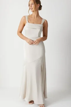 Cape Back Pleat Detail Bridesmaids Dress