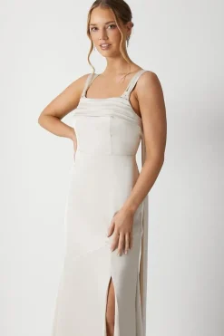Cape Back Pleat Detail Bridesmaids Dress