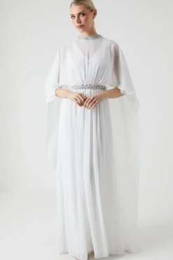 Cape Detail Chiffon Wedding Dress