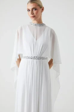 Cape Detail Chiffon Wedding Dress
