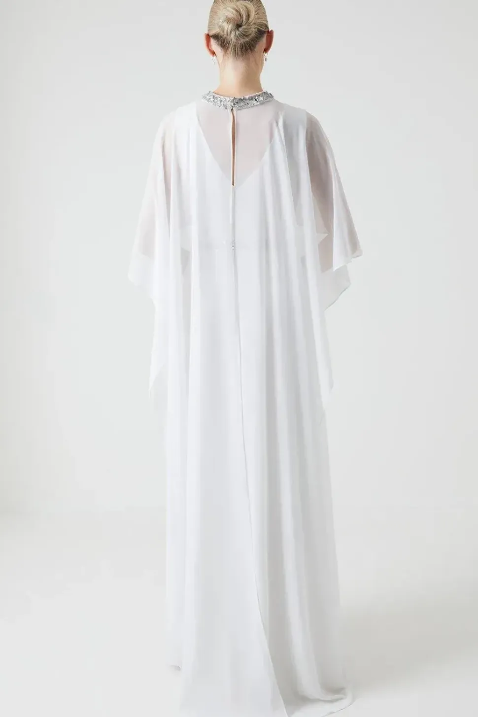 Cape Detail Chiffon Wedding Dress