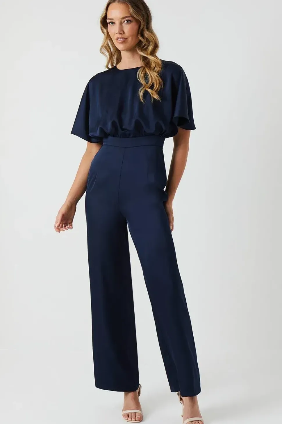 Cape Top Satin Bridesmaids Jumpsuit