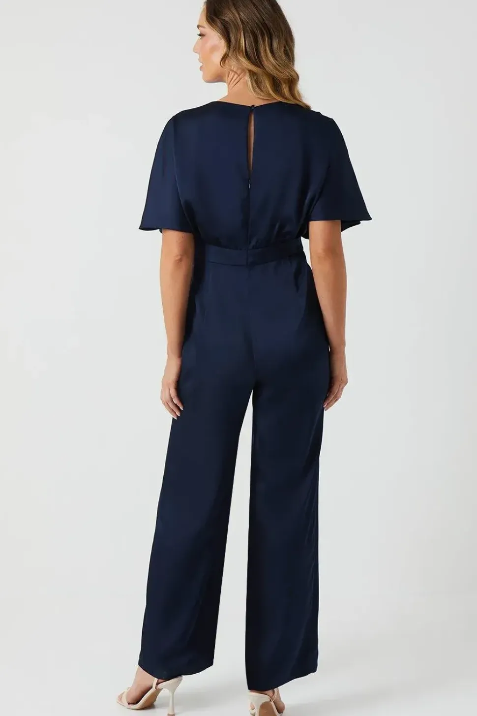 Cape Top Satin Bridesmaids Jumpsuit