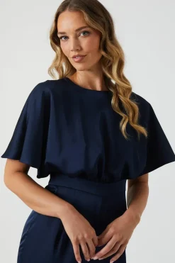 Cape Top Satin Bridesmaids Jumpsuit
