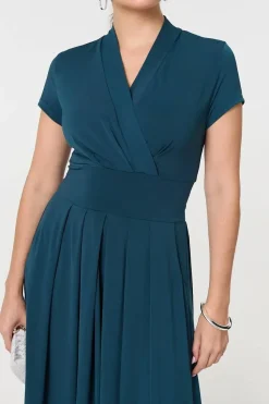 Cap Sleeve Tie Waist Jersey Midi Dress