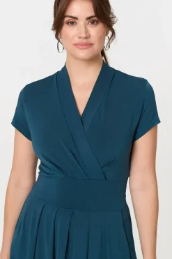 Cap Sleeve Tie Waist Jersey Midi Dress