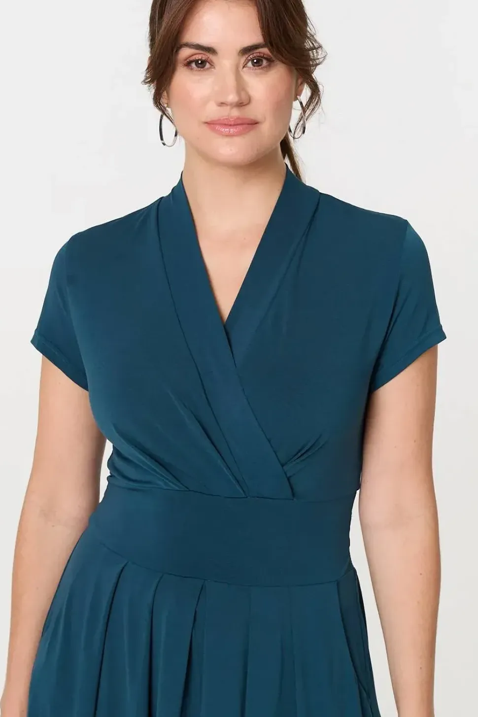 Cap Sleeve Tie Waist Jersey Midi Dress
