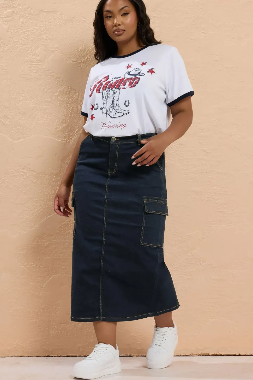 Cargo Denim Midaxi Skirt