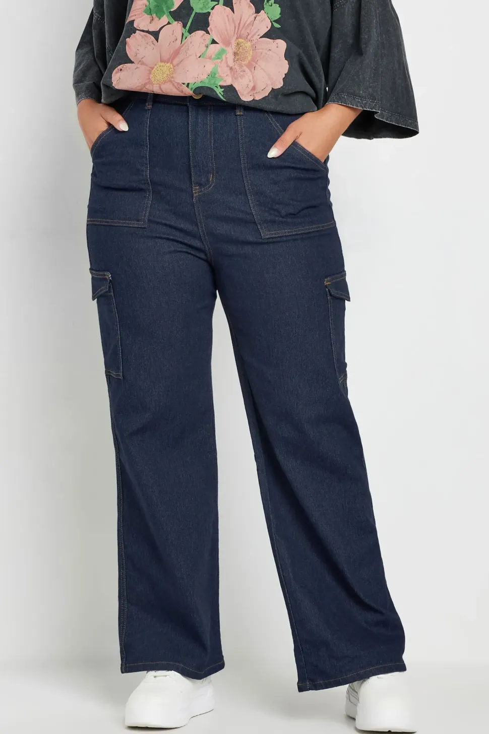 Cargo Pocket Straight Leg Jeans