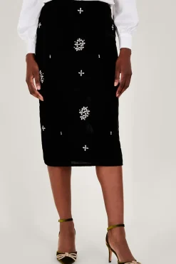 Carola Embellished Velvet Skirt