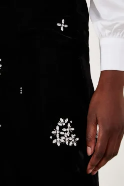 Carola Embellished Velvet Skirt
