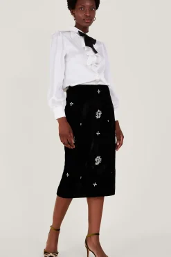 Carola Embellished Velvet Skirt