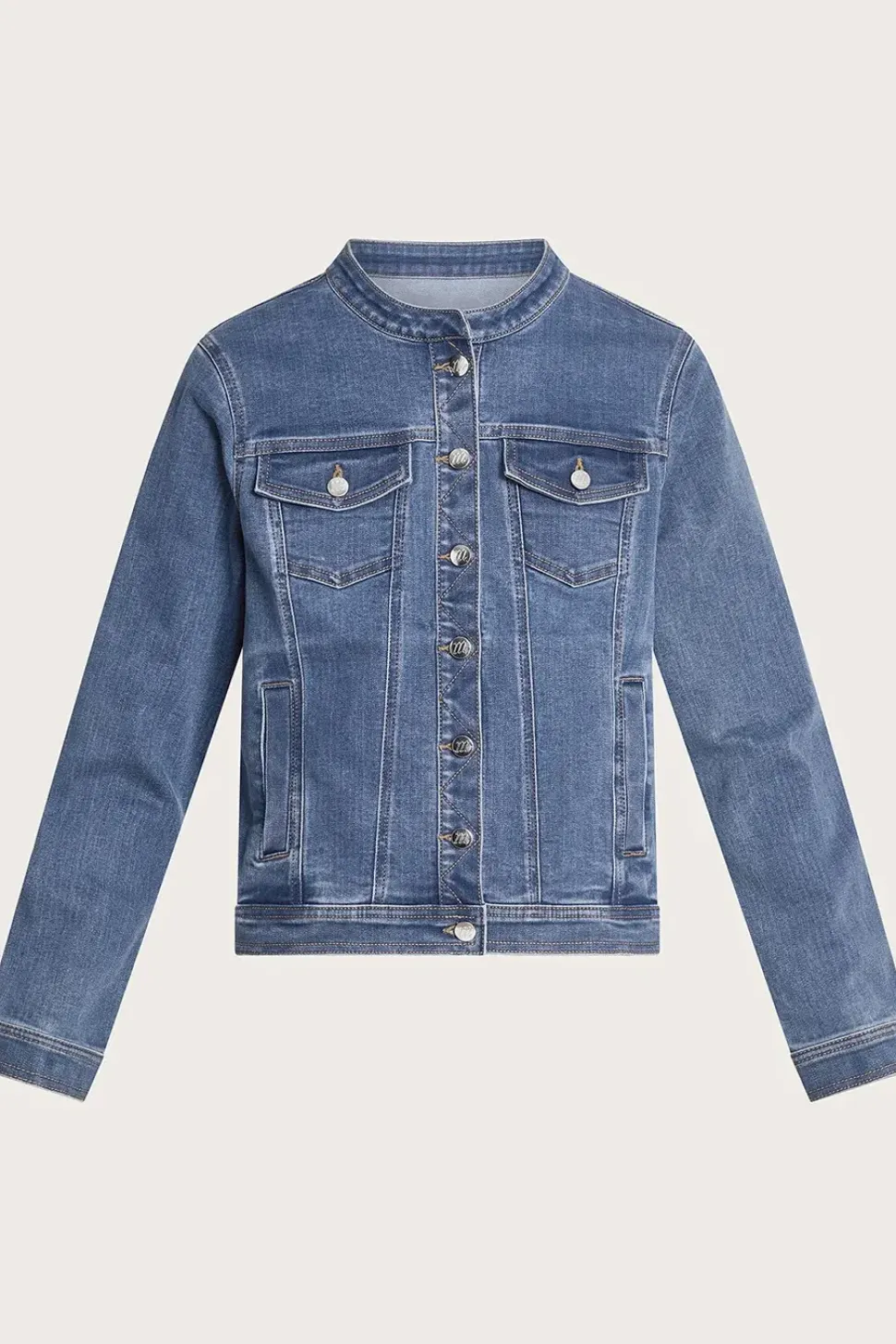 Cassey Collarless Denim Jacket with Sustainable Cotton