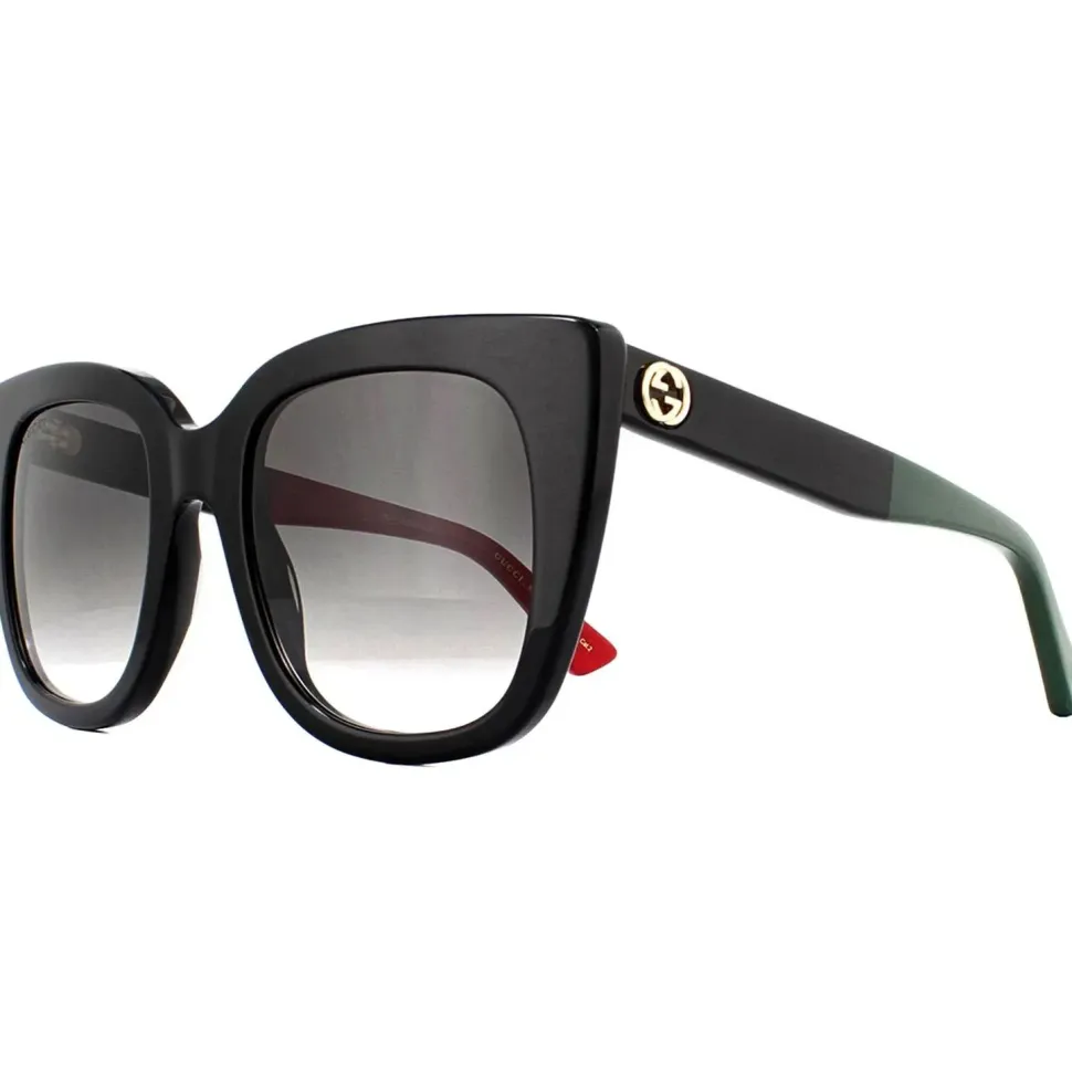 Cat Eye Black with Red and Green Brown Gradient Sunglasses GG0163SN