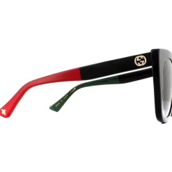 Cat Eye Black with Red and Green Brown Gradient Sunglasses GG0163SN