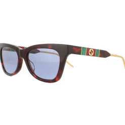 Cat Eye Dark Havana and Gold Blue Sunglasses