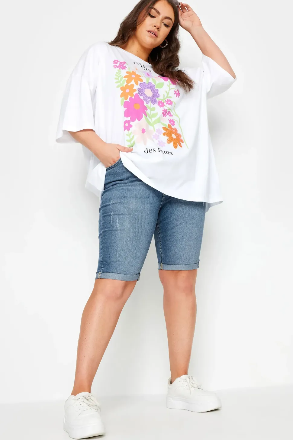 Cat Scratch Stretch Denim Shorts