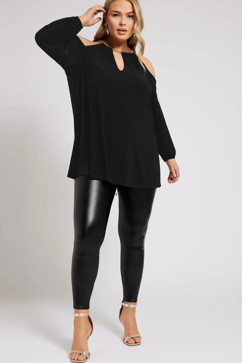 Chain Detail Cold Shoulder Top
