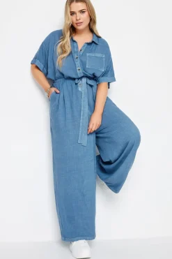 Chambray Wide Leg Jumpsuit