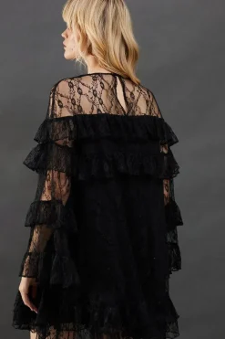 Chantilly Lace Tier Mini Smock Dress
