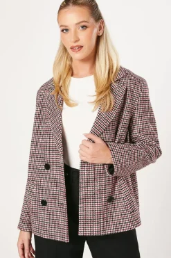 Check Double Breasted Blazer Coat