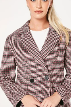 Check Double Breasted Blazer Coat