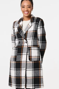 Checked Double Breasted Trench Coat