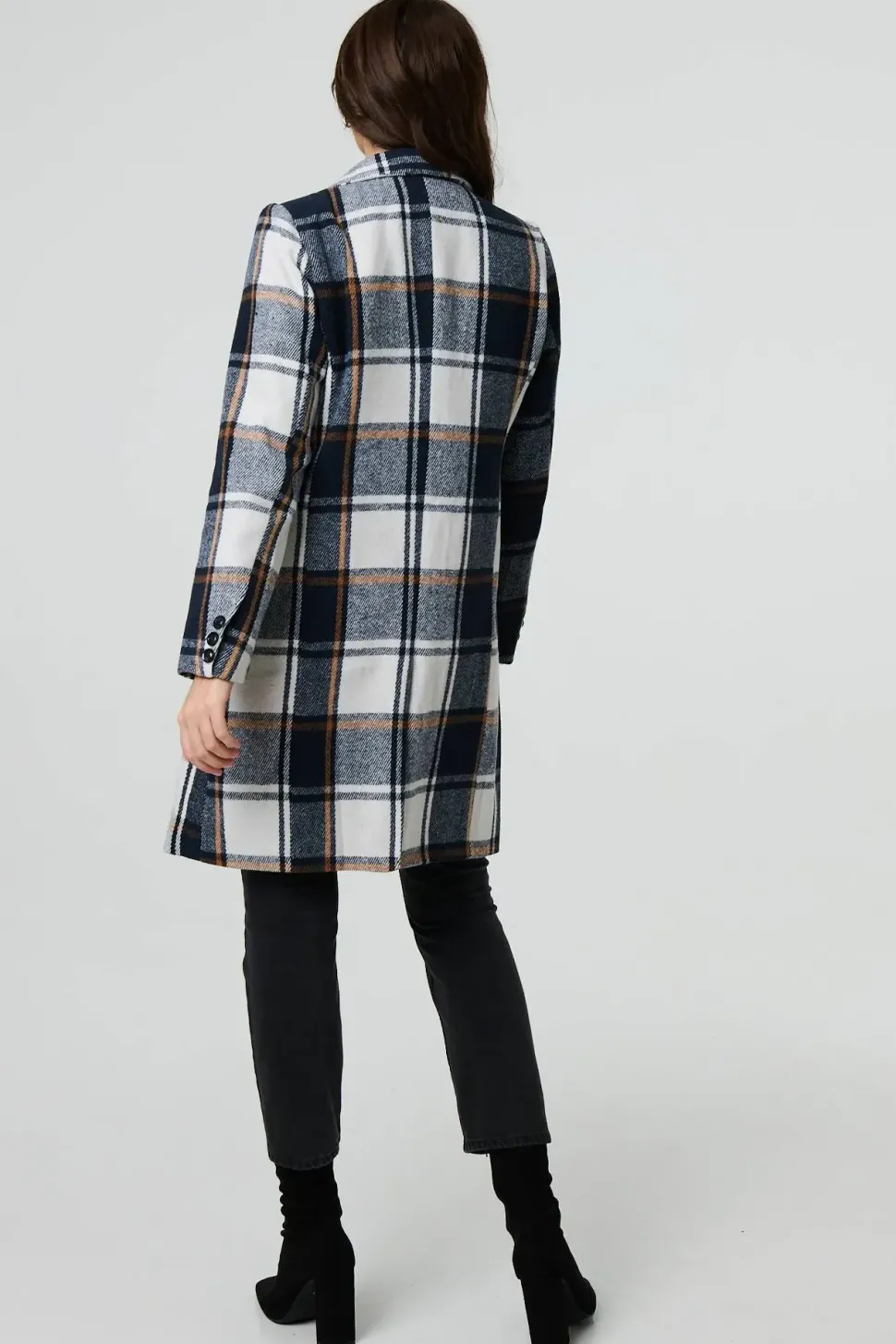 Checked Double Breasted Trench Coat