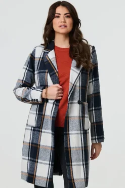 Checked Double Breasted Trench Coat