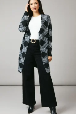 Checked Edge To Edge Longline Cardigan