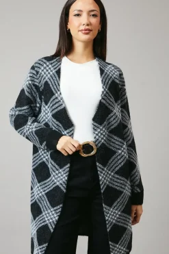 Checked Edge To Edge Longline Cardigan
