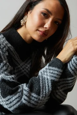 Checked High Neck Jumper