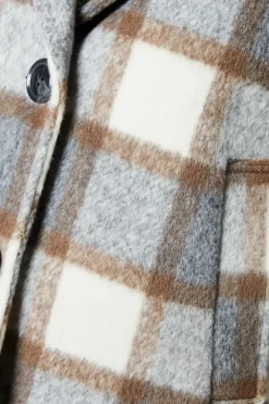 Check Wool Look Cropped Jacket